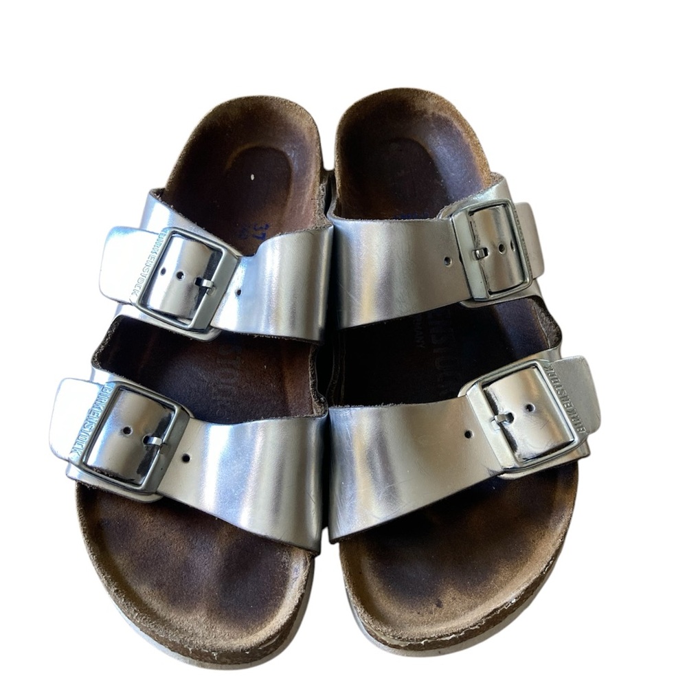 Birkenstock Silver Buckle Sandals
